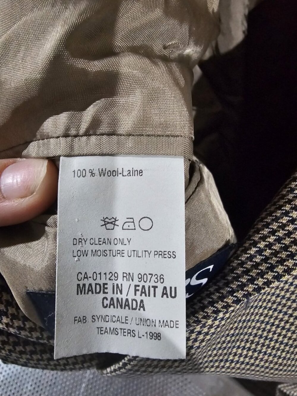 Chaps Ralph Lauren Tan Herringbone Wool Blazer Jacket Men's Size 50R Vintage - Picture 4 of 6